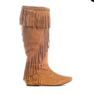 SAM EDELMAN UTAH TALL SUEDE LEATHER FRINGE BOOTS SIZE 7.5 EUC